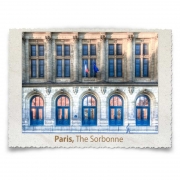 One of the facades of the Sorbonne - the fence, windows, window reflections and student created an interesting interplay of a fleeting moment.